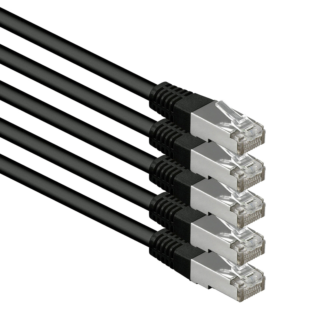 1aTTack.de 7,5m schwarz - 5 Stück Cat.6 Patchkabel Netzwerkkabel CAT6 S-FTP Gigabit Lan PIMF CAT 6 K
