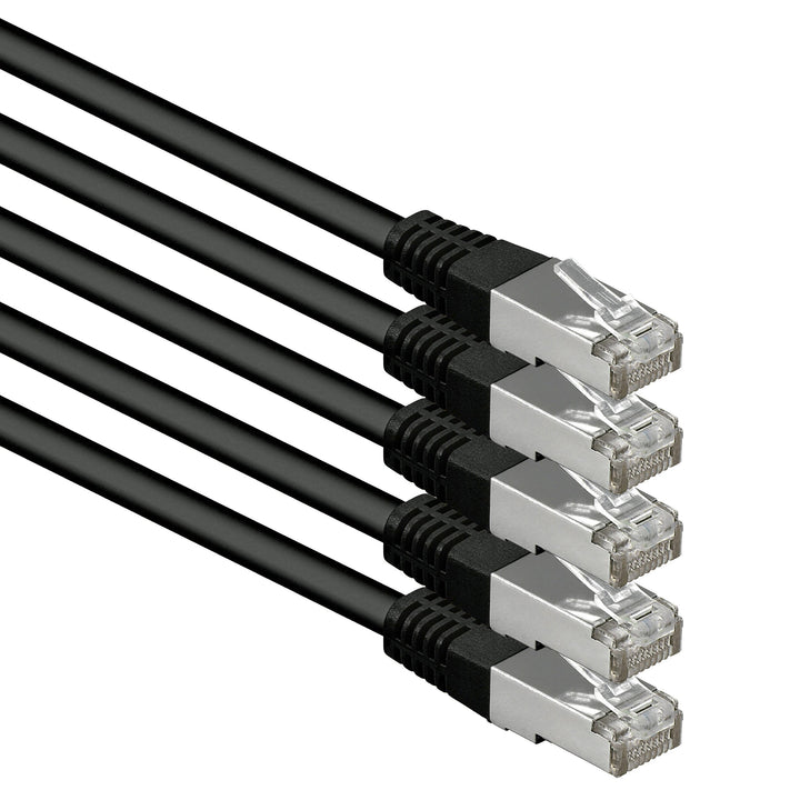 1aTTack.de 7,5m schwarz - 5 Stück Cat.6 Patchkabel Netzwerkkabel CAT6 S-FTP Gigabit Lan PIMF CAT 6 K