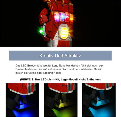 Led Licht Set für Lego Nano Handschuh Bausatz zum Sammeln, RGB-Fernbedienung Led Beleuchtungs Set fü