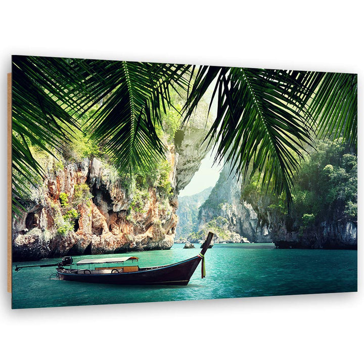 Wandbild Boot Modern Deko Kunst Bilder See Grün 90x60 cm