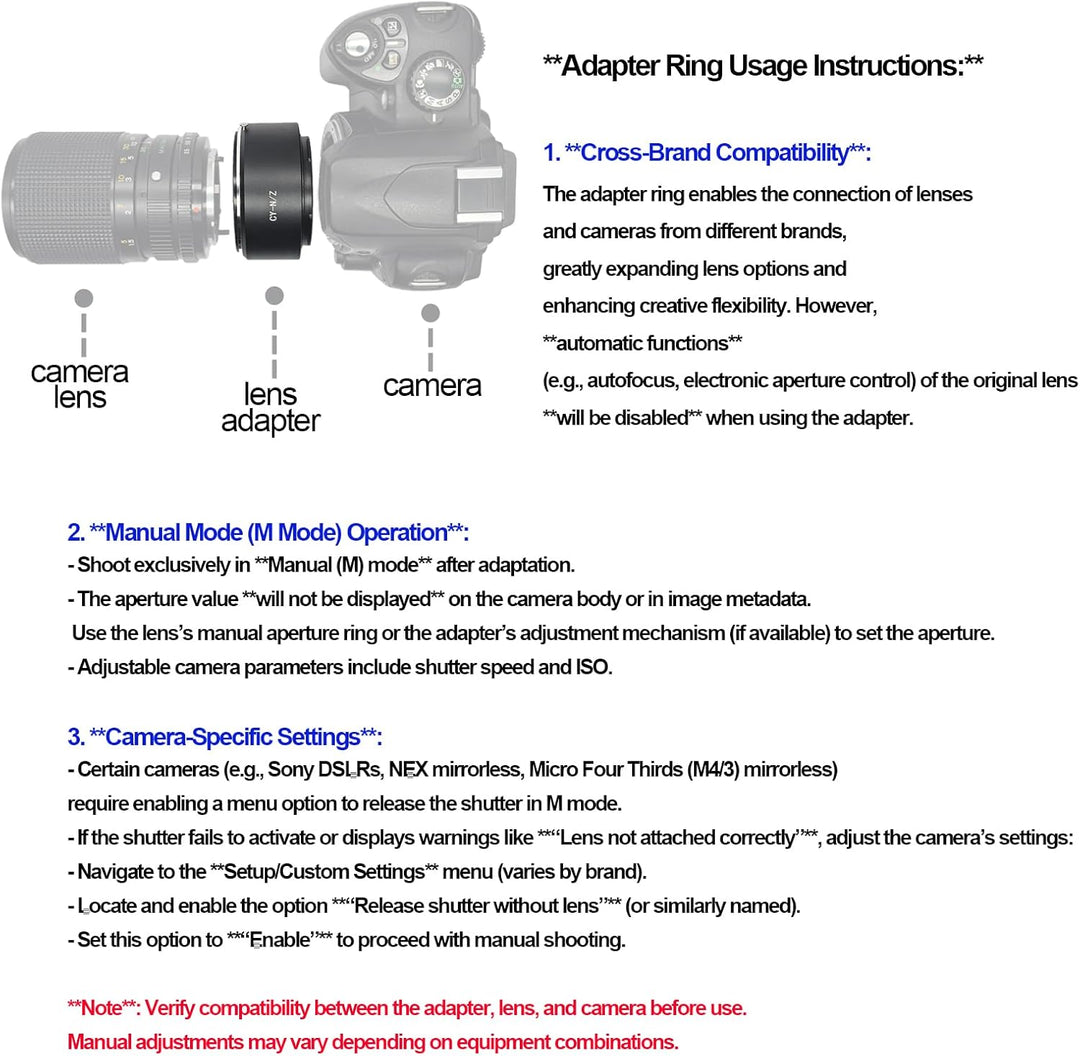 CY-Niko Z Objektivadapter Adapterring,für Contax/Yashica Objektiv Kompatibel für Nikon Z 7 und für N