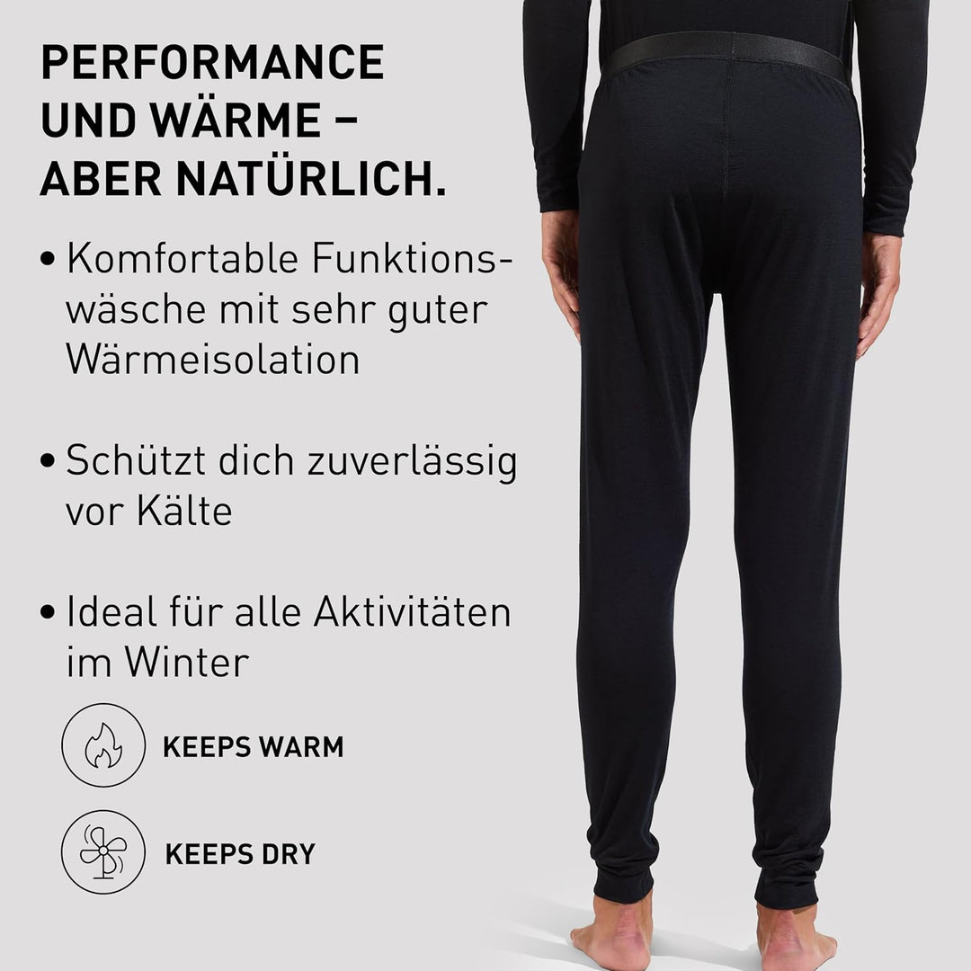 Odlo Herren Merino 200_111802 Hose Schwarz XL, Schwarz XL