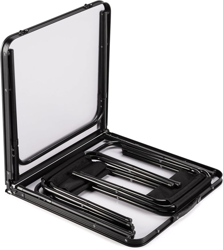 Outtec Campingtisch Faltbar mit 4 stühlen, Höhe Tragbarer Klapptisch Camping 120 x 60 cm Tragegriff,