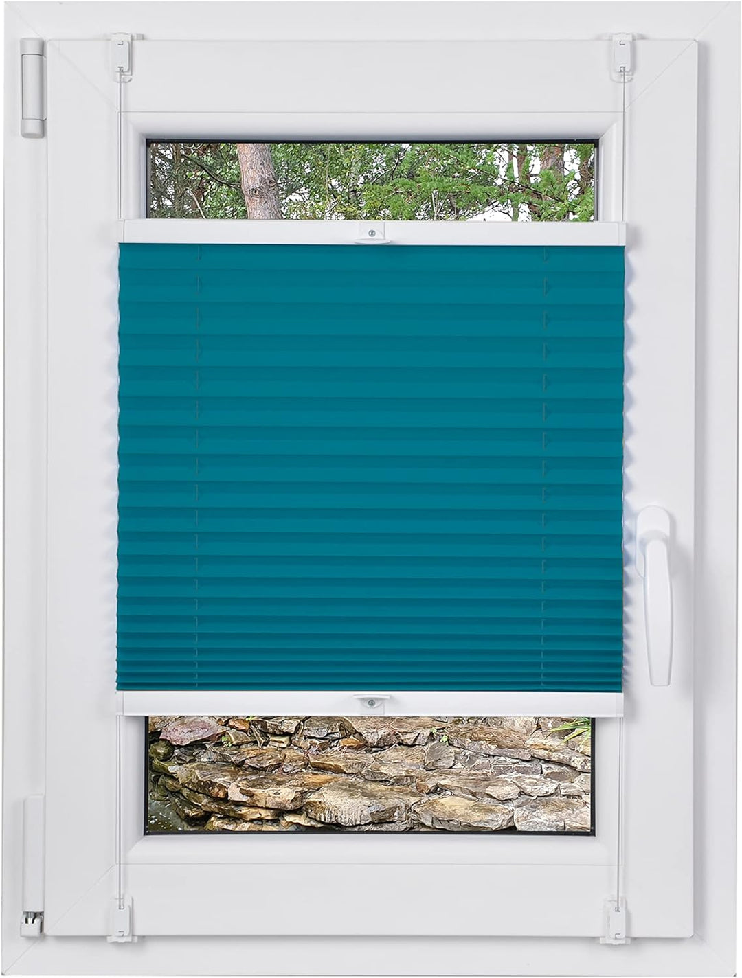 DECOOR Plissee ohne Bohren 70cm x 100cm Faltrollo Rollo für Fenster und Tür Nicht-invasive Fensterja