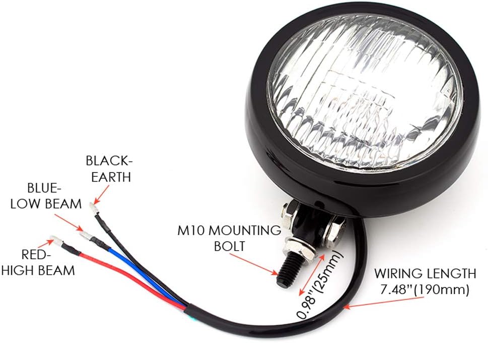 5" Frontscheinwerfer Motorrad - Schale - 12V 55W in Glanz Schwarz für Projekt Massgefertigt Fahrrad