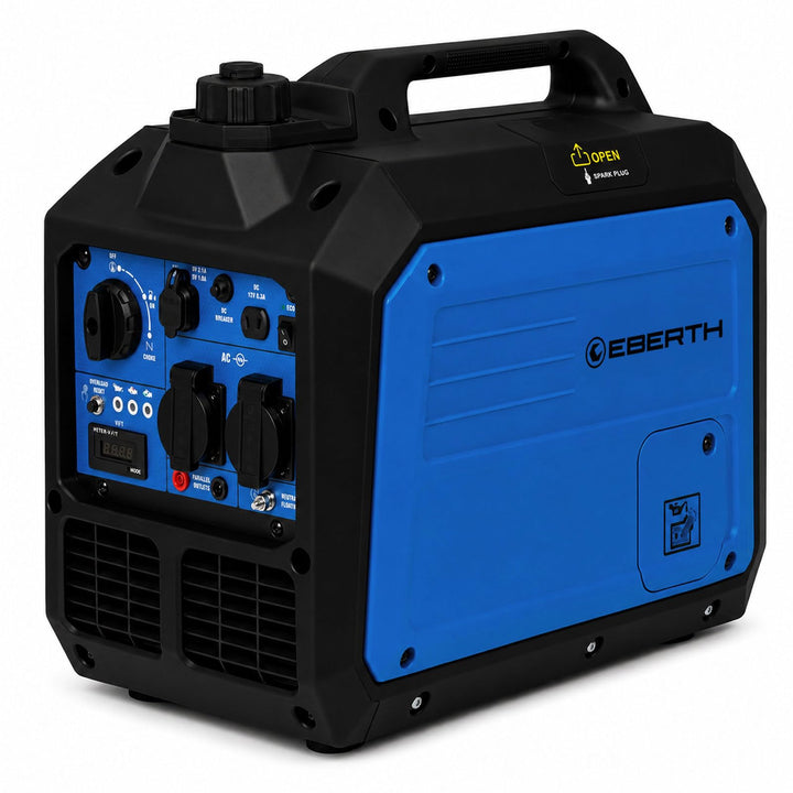 EBERTH 3500 Watt Inverter Stromerzeuger leise, Notstromaggregat Benzinmotor, 4-Takt, Stromgenerator