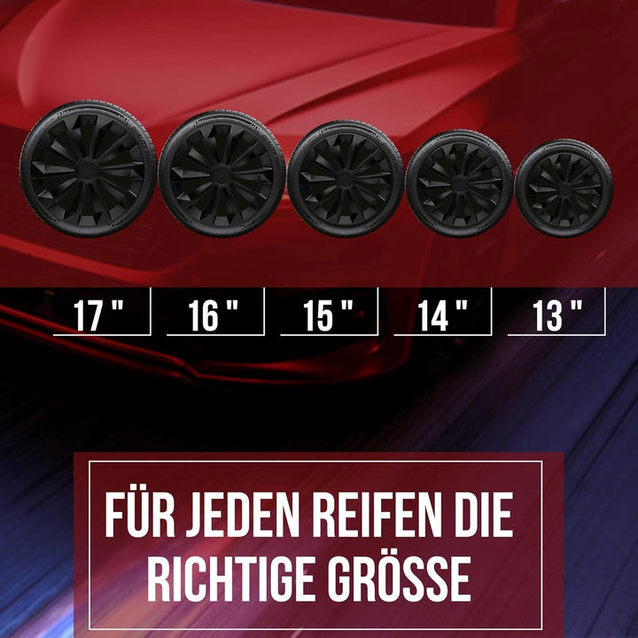 Albrecht 13 Zoll Radkappen schwarz matt für Stahlfelgen - Fame Radzierblenden aus hochwertigem Kunst