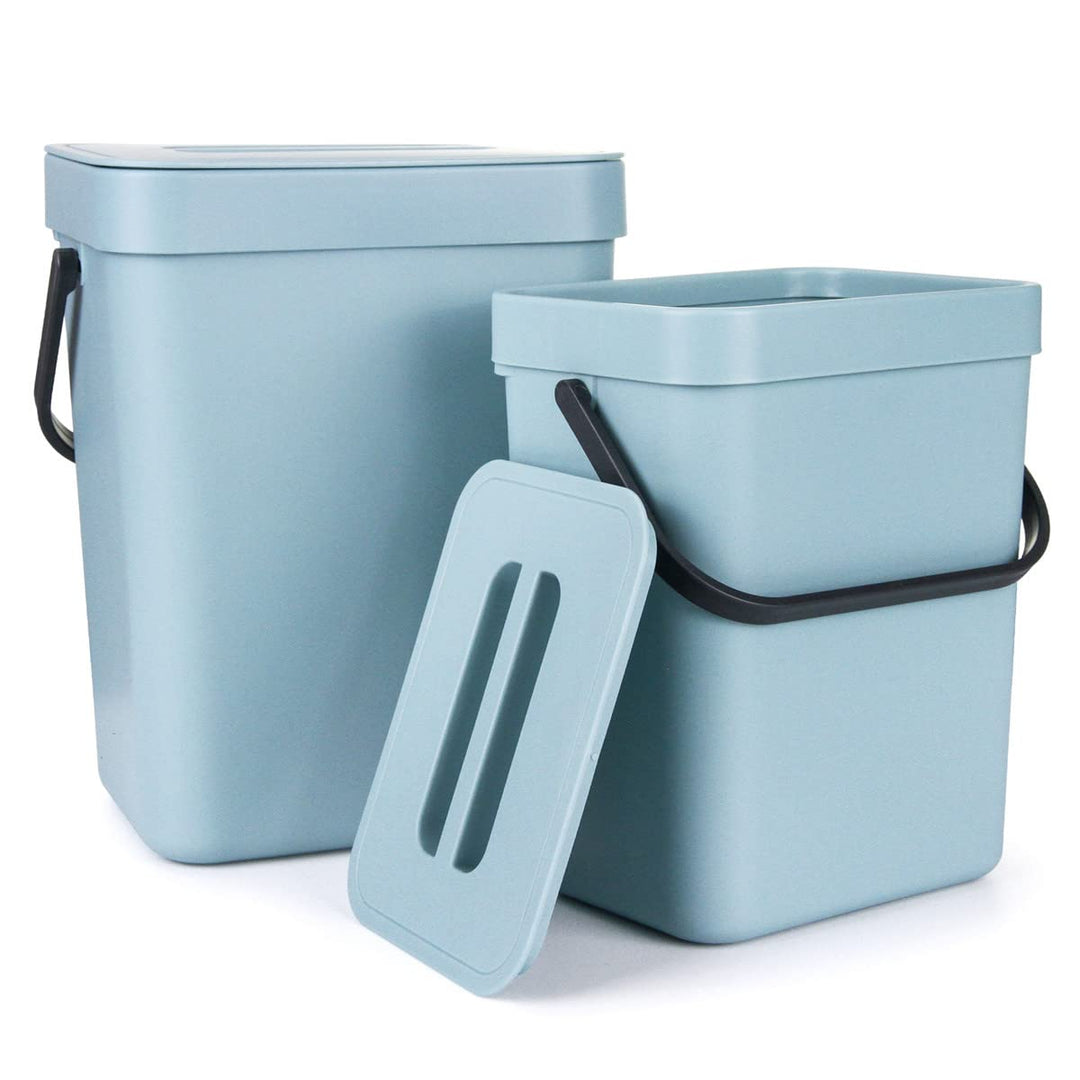Spesh Biomülleimer Küche 2er-Set(5L+3L) Kunststoff Komposteimer Geruchsdicht Aufhängbar Abfalleimer