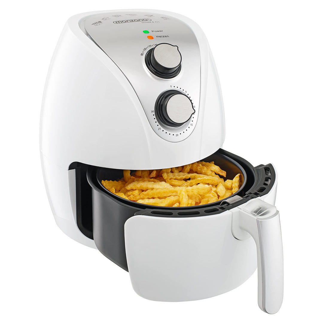 MONZANA® Heissluftfritteuse 3,6L Edelstahl - Air Fryer Mit Antihaftbeschichtung, Timereinstellung, T