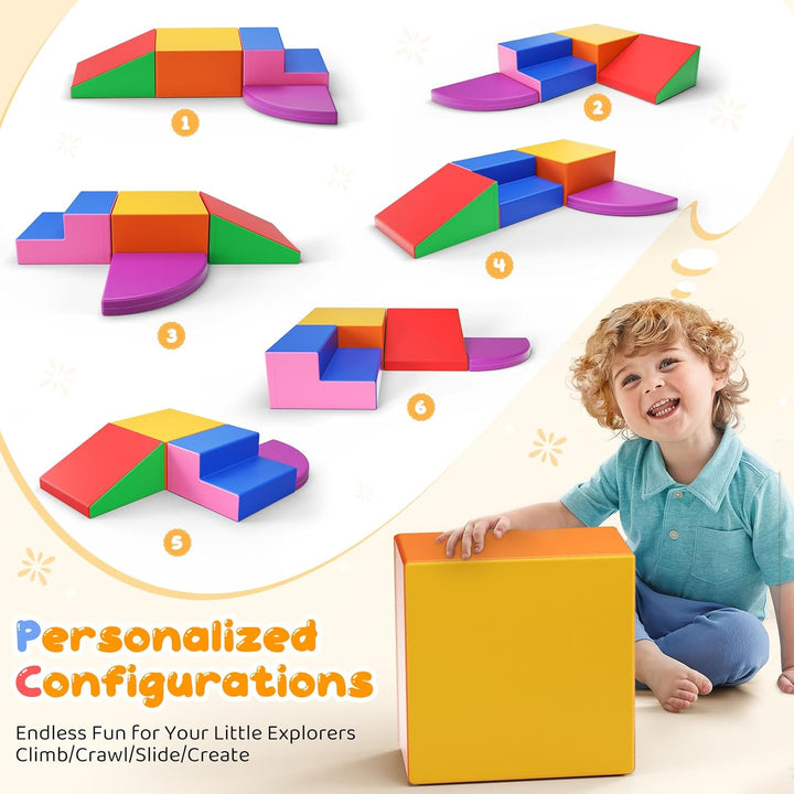 Baby-Schaumstoffbausteine, Softplay-Set für Kleinkinder von 1–3 Jahren, Baby-Kletterturm mit Rutsche