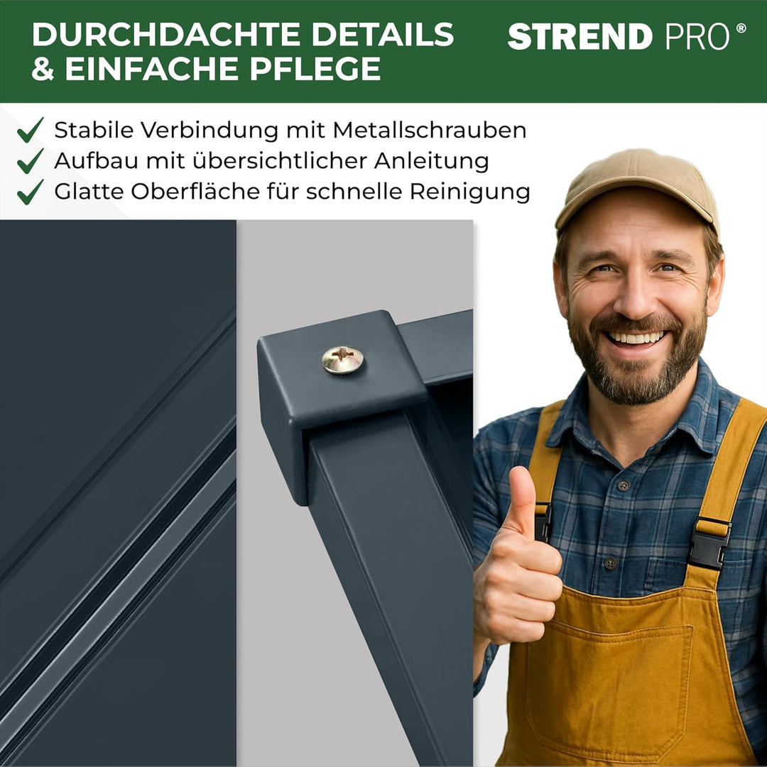 STREND PRO Mähroboter Garage Metall Anthrazit 86x88x60 cm | WETTERFEST | UV-beständig | Unterstand |