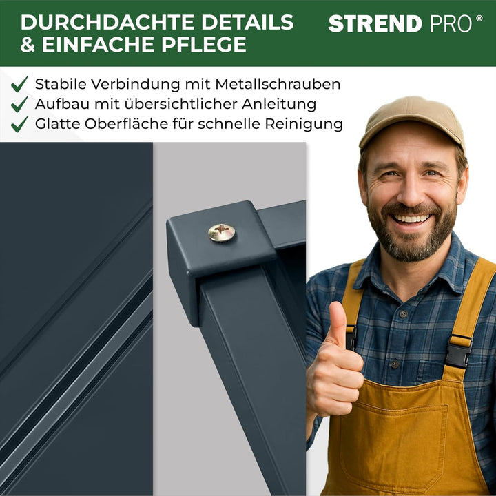 STREND PRO Mähroboter Garage Metall Anthrazit 86x88x60 cm | WETTERFEST | UV-beständig | Unterstand |