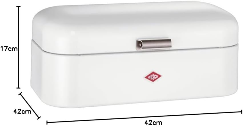 WESCO Grandy Brotkasten in der Farbe weiss, pulverbeschichtetes Stahlblech, Lüftungslöcher und stabi