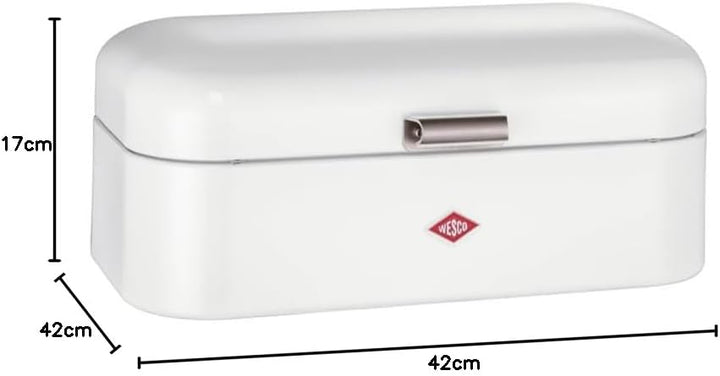 WESCO Grandy Brotkasten in der Farbe weiss, pulverbeschichtetes Stahlblech, Lüftungslöcher und stabi