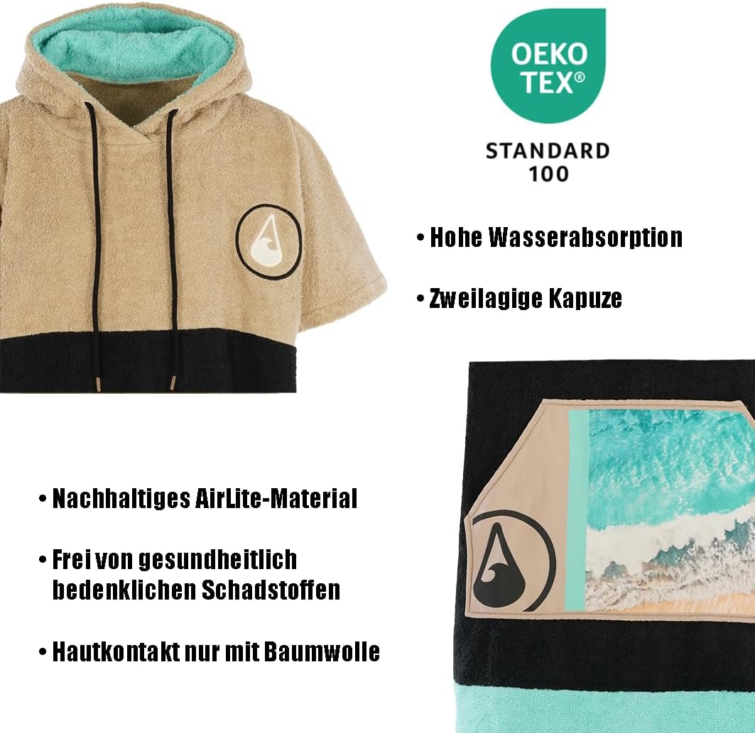 WAVE HAWAII Poncho Ericeira Badeponcho 95% Baumwolle 5% recyceltes Polyester für Körpergrössen von 1