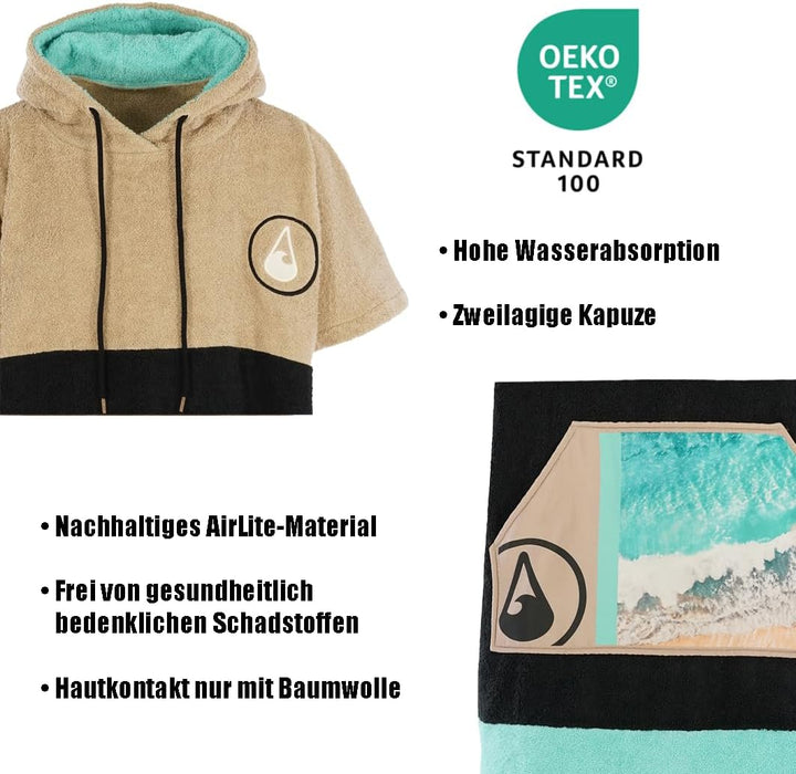 WAVE HAWAII Poncho Ericeira Badeponcho 95% Baumwolle 5% recyceltes Polyester für Körpergrössen von 1
