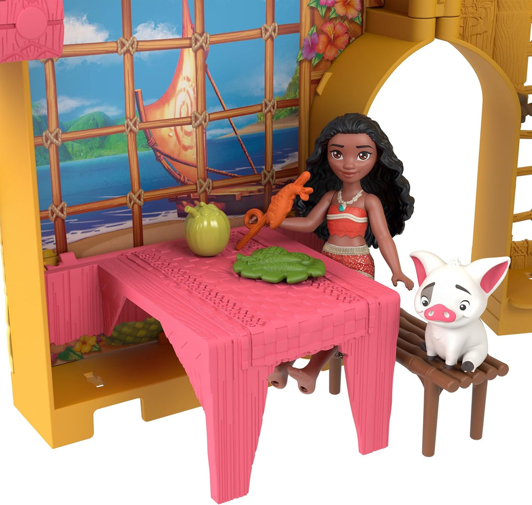 Mattel Disney Princess Spielzeuge Vaiana Storytime Stackers Puppenhaus mit kleiner Vaiana-Puppe,1 Ti