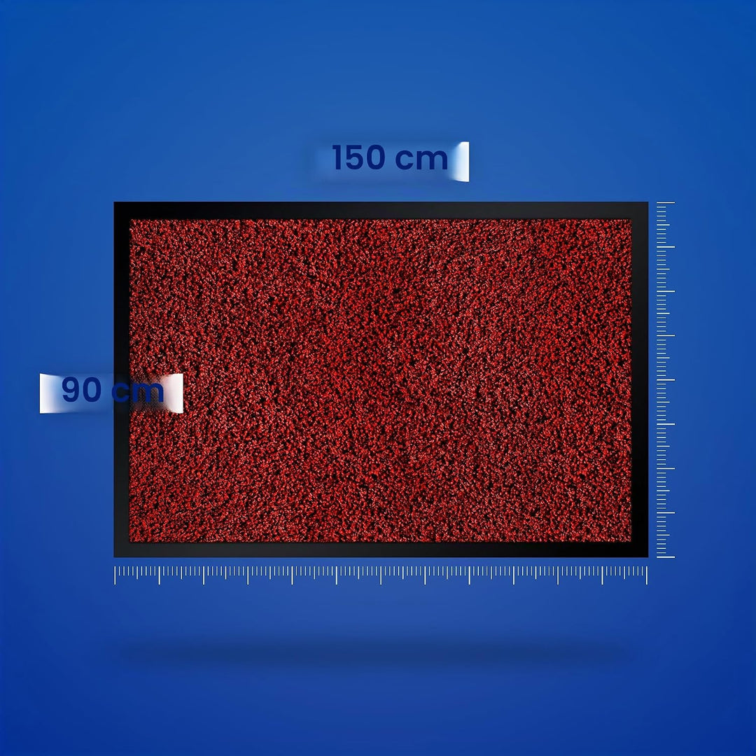 Hochwertige Fussmatte Rot 90x150 gross für Innen &amp; Aussen - Schmutzfangmatte rutschfest, waschbar &amp;