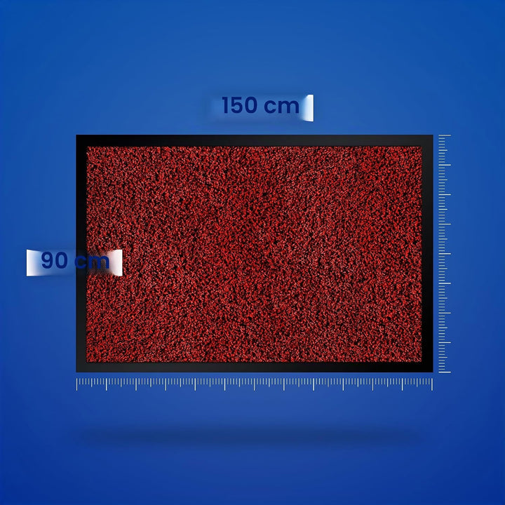 Hochwertige Fussmatte Rot 90x150 gross für Innen &amp; Aussen - Schmutzfangmatte rutschfest, waschbar &amp;
