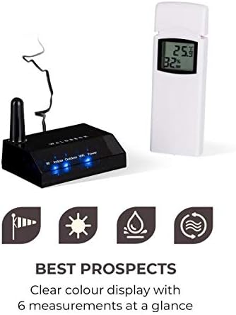 Waldbeck Halley Profi-Wetterstation - 6-in-1, 6 Messungen auf einen Blick, In- und Outdoor-Station,