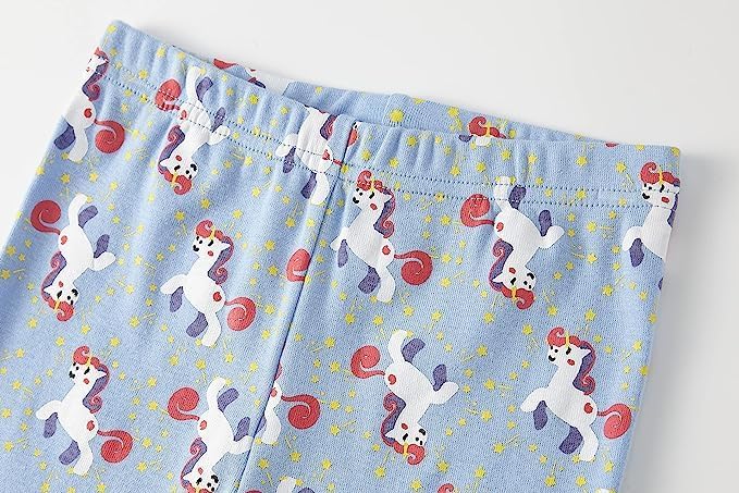 SOIBEEN Mädchen Pyjamas Set Pyjamas 100% Baumwolle PJs Langarm Kurzarm Nachtwäsche 2-12 Jahre 3d Ein