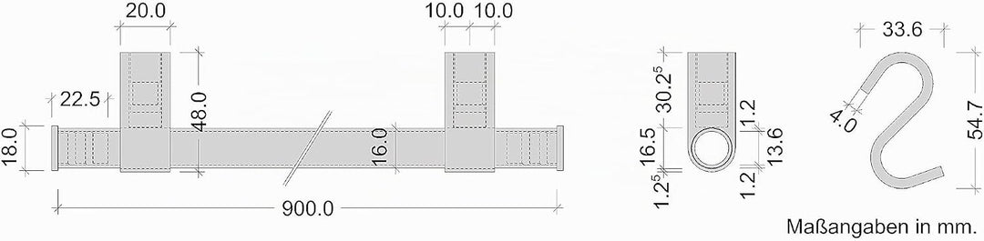 Gedotec Design Küchenreling Wand-Relingsystem Küche | Messing Bronze matt | Reling-Set Länge: 900 mm