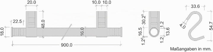 Gedotec Design Küchenreling Wand-Relingsystem Küche | Messing Bronze matt | Reling-Set Länge: 900 mm