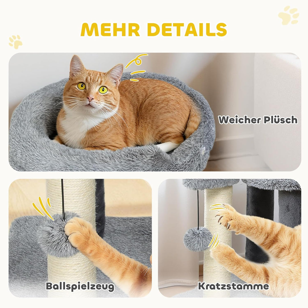 PawHut Katzentreppe 3-stufige Haustiertreppe mit Bett Ball Hundetreppe Tiertreppe für Katzen bis 5 k
