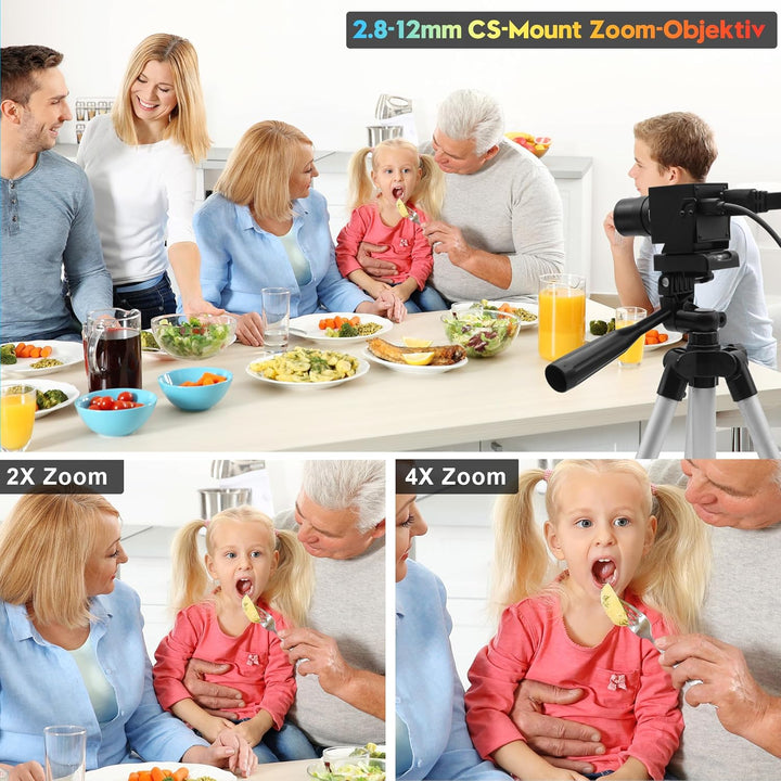 Svpro HDMI USB Zoom Kamera 4K 60fps USB3.0 Manueller Fokus Webcam mit 2.8-12mm optischem Zoomobjekti