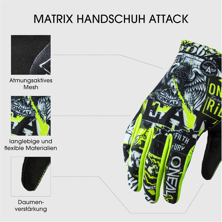 O'NEAL | Fahrrad- & Motocross-Handschuhe | MX MTB DH FR Downhill Freeride | Langlebige, Flexible Mat