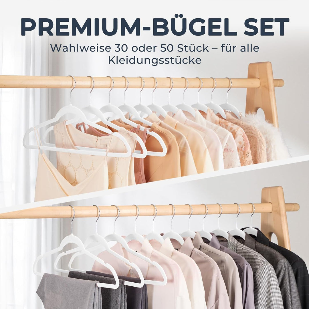 HOUSE DAY Kleiderbügel Samt 50er Set, Kleiderbügel Platzsparend, Bügel rutschfest und Samtbügel Schm