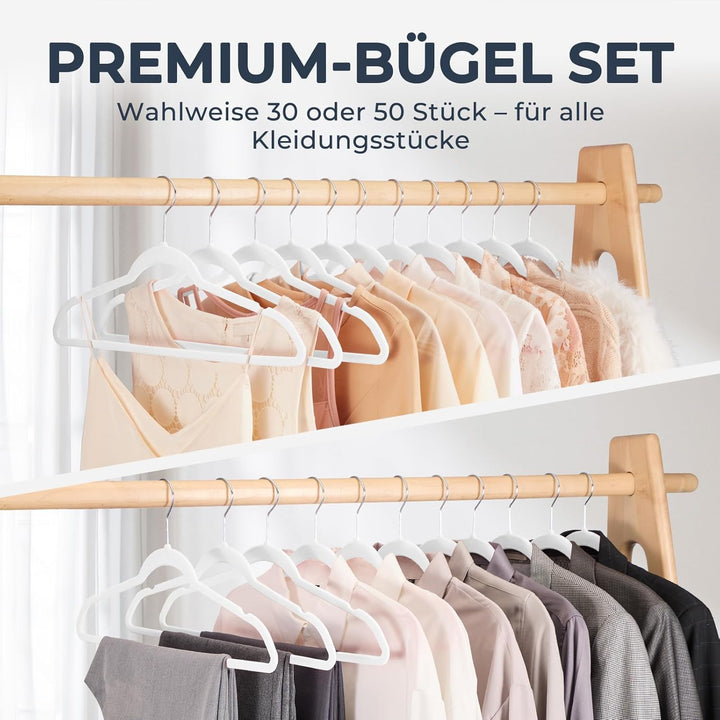 HOUSE DAY Kleiderbügel Samt 50er Set, Kleiderbügel Platzsparend, Bügel rutschfest und Samtbügel Schm