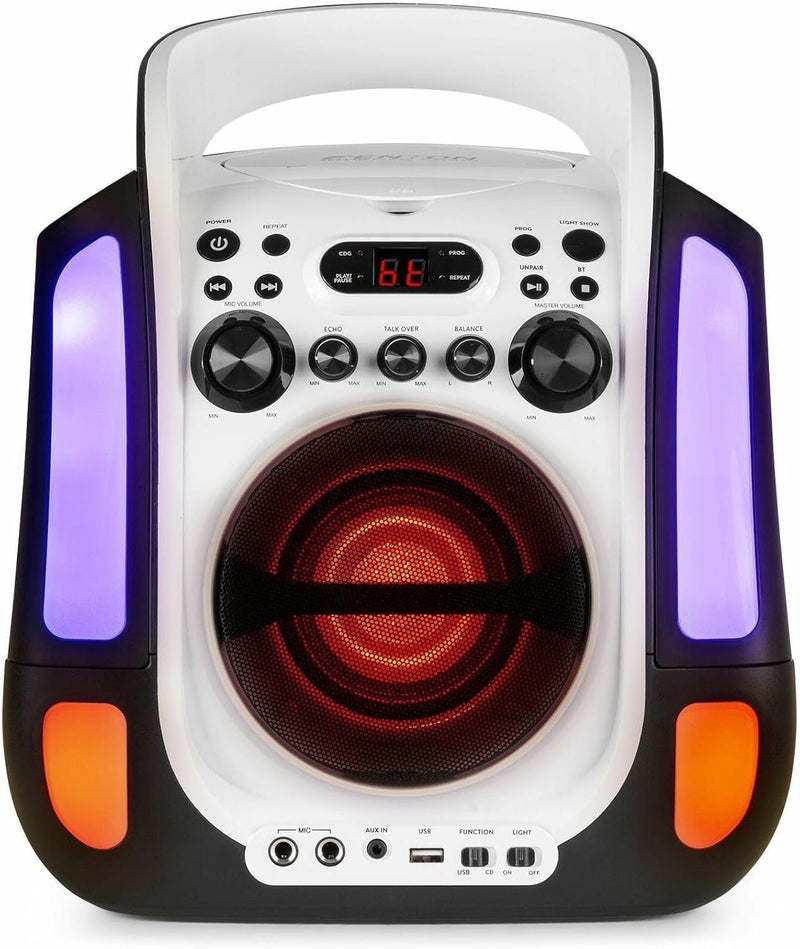 Fenton SBS30W - Karaoke Anlage mit 2 Mikrofonen, Karaoke Maschine mit Bluetooth, CD Plus G-Player, U