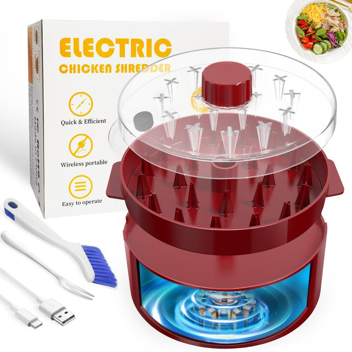 Automatischer Elektrischer Hähnchen-Zerkleinerer|Typ-C Schnellladung & 60min Laufzeit|8"/20CM sichtb