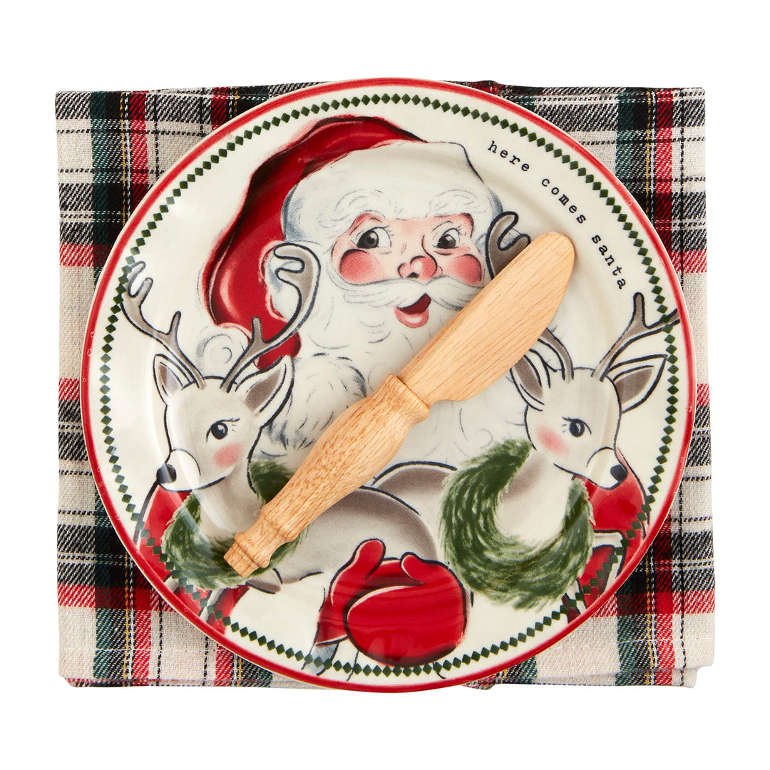 Mud Pie Vorspeisen-Set, Teller 16,5 cm Durchmesser, Santa plate 6 1/2" dia Weihnachtsmann, plate 6 1