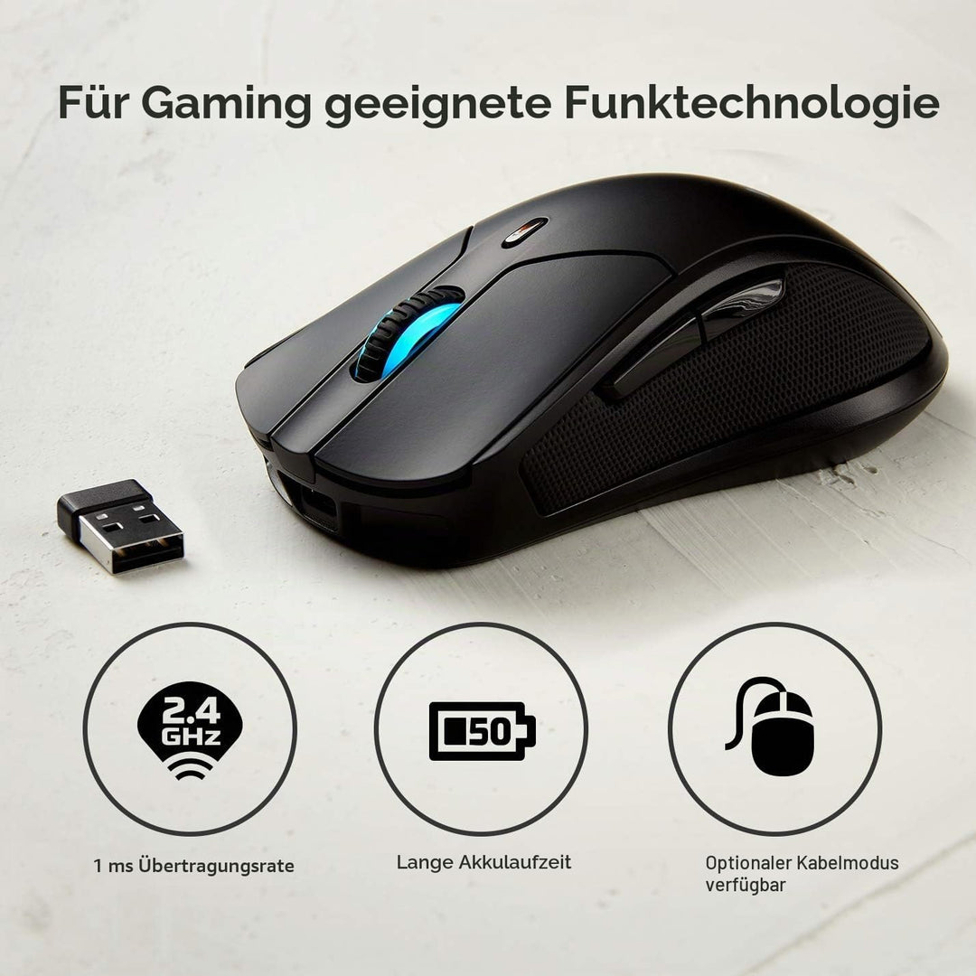 HyperX Pulsefire Dart – Kabellose RGB Gaming Maus, Softwaregesteuerte Anpassung, 6 Programmierbare K