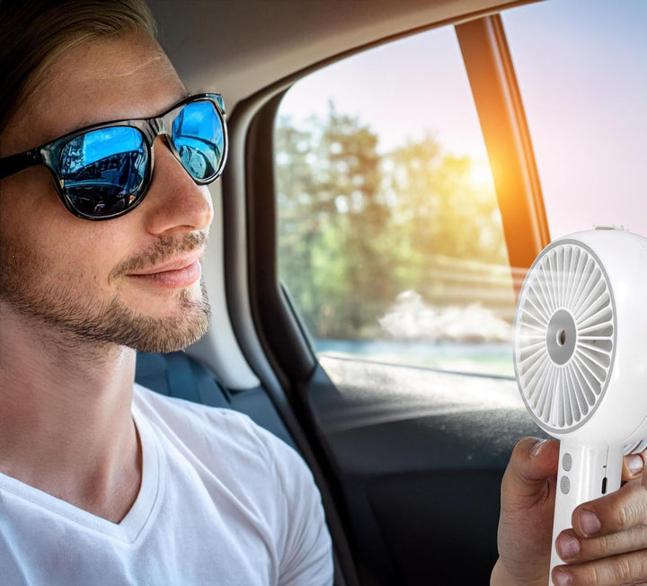 Fresh Breeze Tragbarer Ventilator, wiederaufladbar, mit Zerstäuber, Weiss oder Schwarz, Einheitsgrös