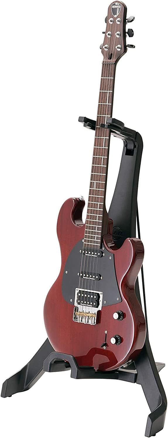 K&M 17650 E+A-Gitarrenständer Carlos, Schwarz - Filz-Auflage, - Für Akustik- und E-Gitarren universa