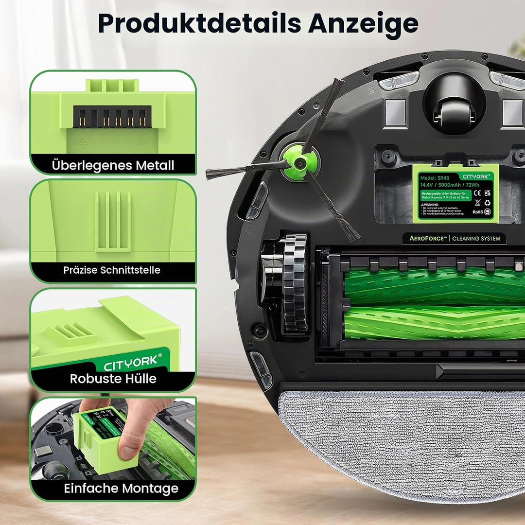 ABL-D1/ABL-D2 Li-ion Ersatz Akku für iRobot Roomba i7/ i7+, i4/i4+, i3/i3+ Plus, für iRobot Roomba e