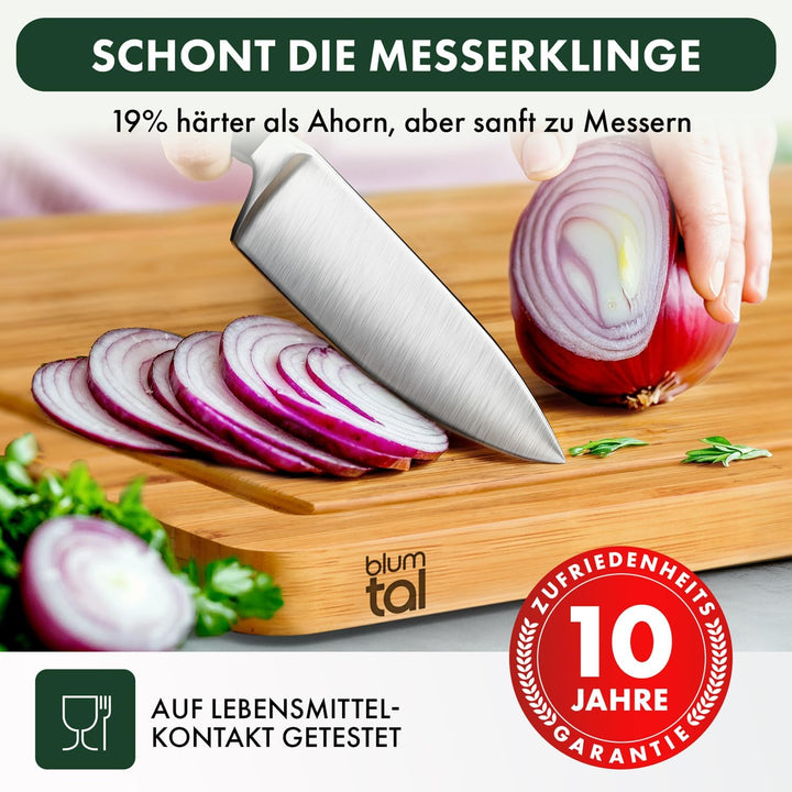 Blumtal Schneidebrett aus 100% Bambus - 2cm dickes Holzbrett antibakterielle - massives Schneidebret