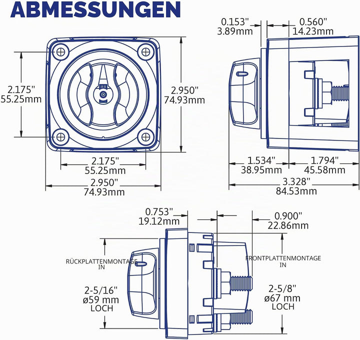 Blue Sea Systems Batterieschalter m-Serie, 300 A, Dual Circ. Plus MULTICOLOR, Dual Circ. Plus MULTIC