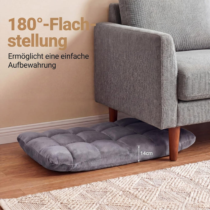 RELAX4LIFE Bodenstuhl klappbar, Bodensessel mit Liegefunktion (Grau) | Bodensitz mit Verstellbarer R