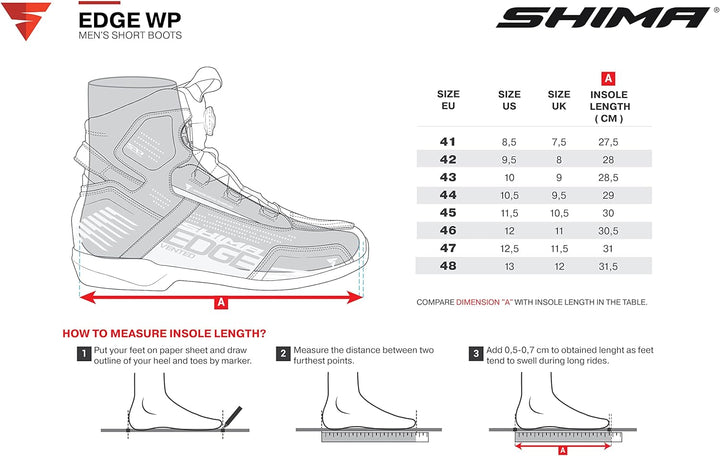 SHIMA EDGE, Motorradschuhe für Männer - Verstärkte Strassenreitschuhe mit ATOP-Verschlusssystem Wass