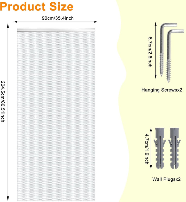 GENI Fliegengitter – 90 cm x 200 cm –Premium-Aluminium-Fliegengitter für Türen,, Aluminiumketten Tür