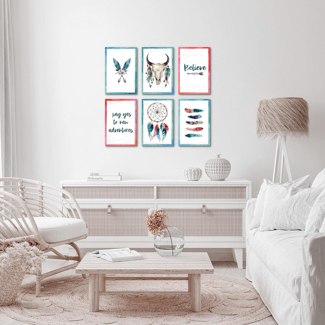 Novart Wandbilder Set - KOMPLETT AUFHÄNGFERTIG - Made in Germany - Moderne Bilder Traumfänger Wohnzi