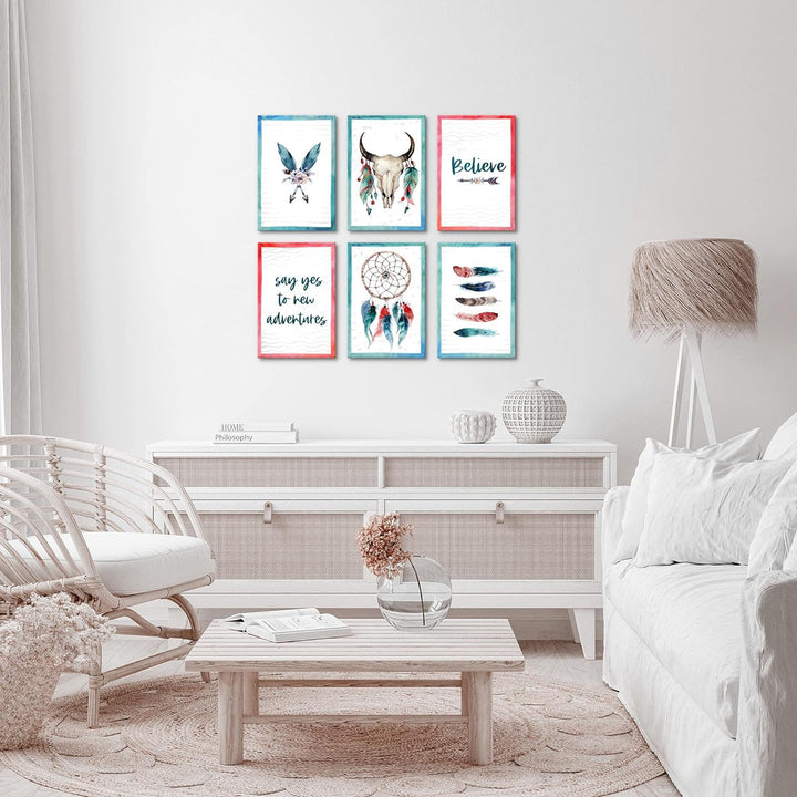 Novart Wandbilder Set - KOMPLETT AUFHÄNGFERTIG - Made in Germany - Moderne Bilder Traumfänger Wohnzi