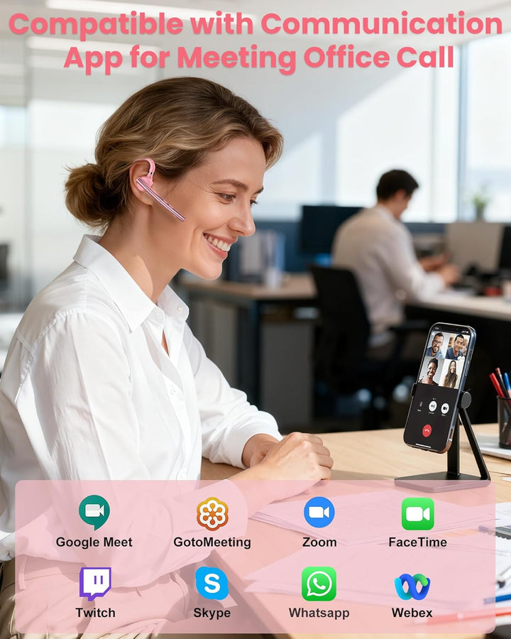 New Bee Bluetooth Headset mit 72h Spielzeit Bluetooth V5.1 Freisprech Headset Handy mit LED Ladecase