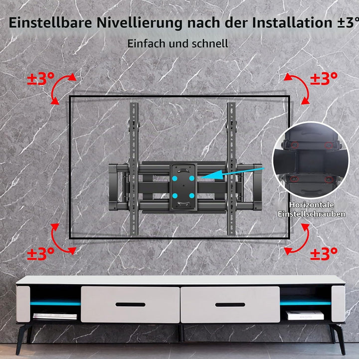 TV Wandhalterung Schwenkbar für 55-100 Zoll Fernseher, Neigbar Ausfahren Wandhalterung für Flach &amp; C
