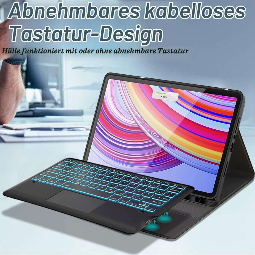 Wineecy Beleuchtete Tastatur Hülle für Redmi Pad Pro 12,1 Zoll 2024 Tablet, Magnetisch Abnehmbare Ka