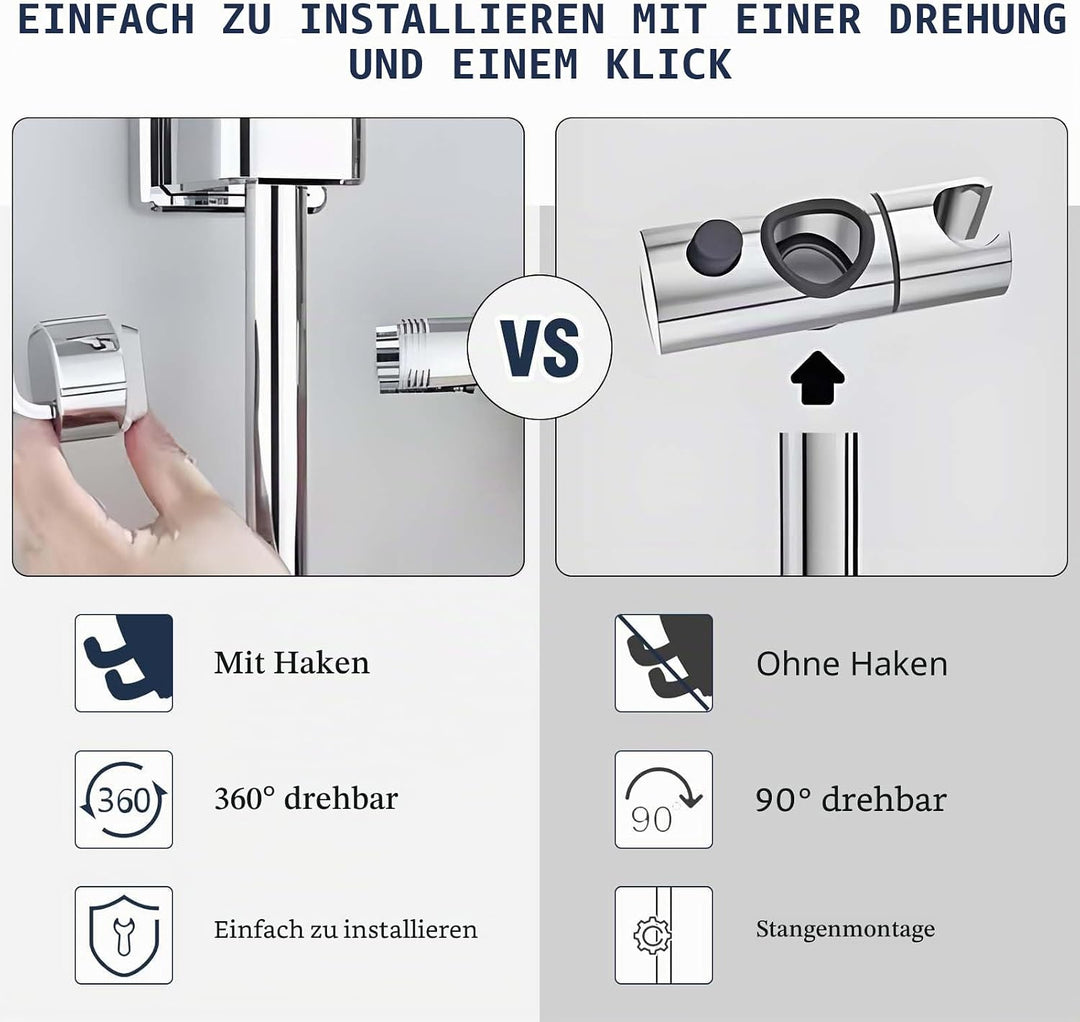 Vinabo Duschkopfhalterung, ohne Bohren, 18 – 25 mm Durchmesser, verstellbar, Halterung für Handbraus